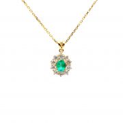 Yellow gold necklace with diamonds 1.15 ct and emeralds 0.81 ct