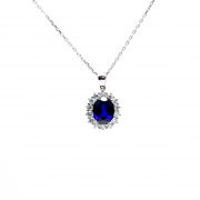 White gold necklace with diamonds 0.60 ct and sapphyre 3.48 ct