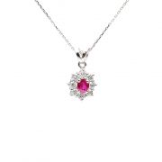 White gold necklace with diamonds 0.48 ct and ruby 0.30 ct