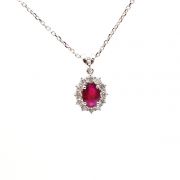 White gold necklace with diamonds 0.42 ct and ruby 1.02 ct