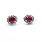White gold earrings with diamonds 0.84 ct and ruby 2.26 ct
