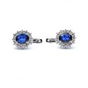 White gold earrings with diamonds 0.84 ct and sapphyre 1.48 ct