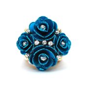 Yellow, blue and white gold  flower ring