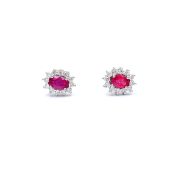 White gold earrings with diamonds 0.43 ct and ruby 1.41 ct