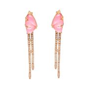 Rose gold earrings with diamonds 1.67 ct and sapphyre 7.55 ct