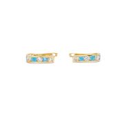 Yellow gold earrings with aquamarine and zircons
