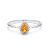 White gold ring with diamonds 0.05 ct and cytrin 0.16 ct