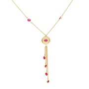 Yellow gold necklace with  rhodolite