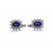 White gold earrings with diamonds 1.06 ct and sapphyre 2.09 ct