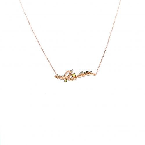 Rose gold necklace with yellow topaz and peridot