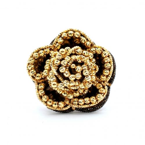 Yellow  and brown gold flower ring