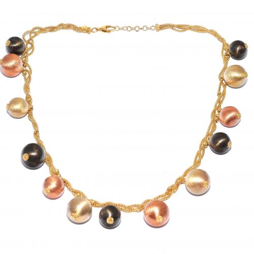 Brown , rose and yellow gold necklace