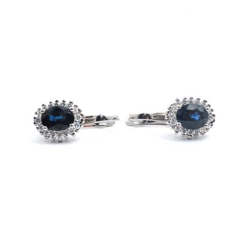 White gold earrings with diamonds 0.53 ct and sapphyre 2.62 ct