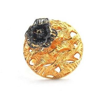 Yellow and black gold  flower ring