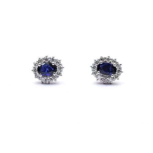 White gold earrings with diamonds 0.70 ct and sapphyre 1.98 ct