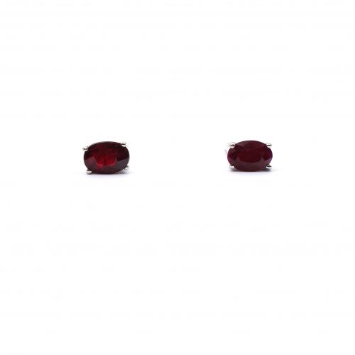 White gold earrings with ruby 1.30 ct