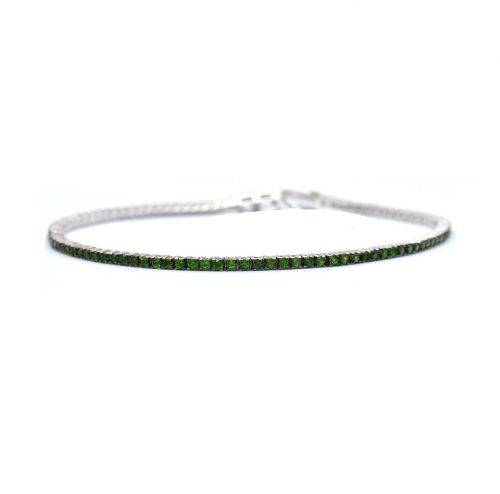 White gold tennis bracelet with green garnet 1.82 ct