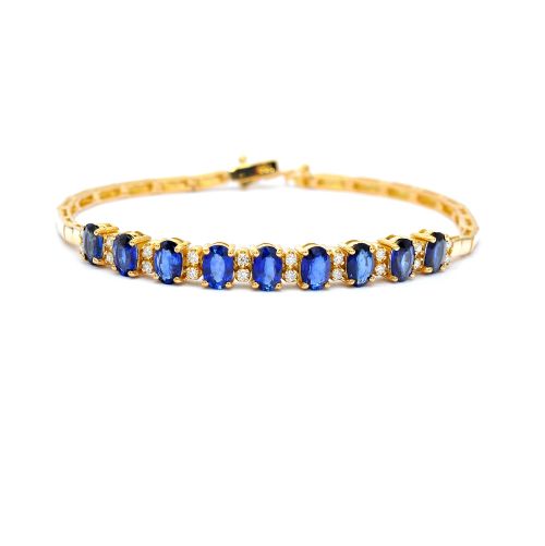 Yellow gold bracelet with diamonds 0.28 ct and sapphire 4.71 ct