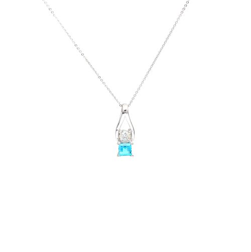 White gold necklace with diamonds 0.19 ct and blue topaz 0.46 ct