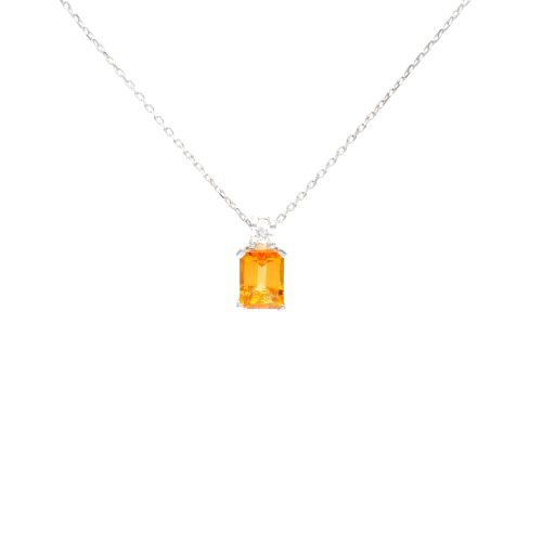 Naszyjnik z 14-karatowego białego złota z diamentami 0.04 ct. i cytrynem 1.54 ct