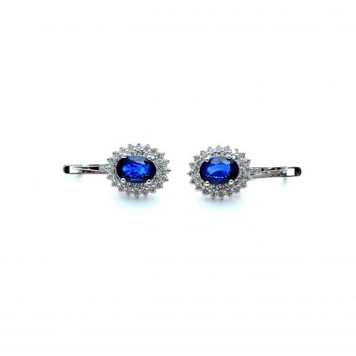 White gold earrings with diamonds 0.62 ct and sapphyre 1.54 ct
