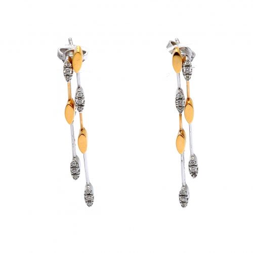 White and yellow gold earrings with diamonds 0.30 ct