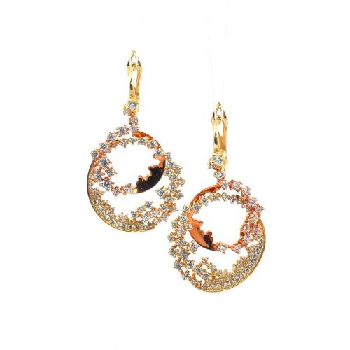 Rose and yellow gold earrings with zircons