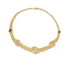 Yellow, brown and rose gold necklace