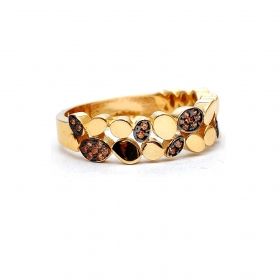 Yellow gold  ring with smoky quartz