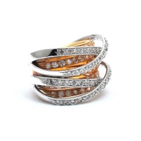 Yellow and white gold ring with zircons