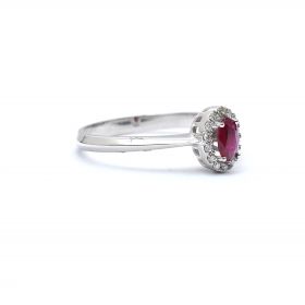 White gold ring with diamonds 0.06 ct and ruby 0.27 ct