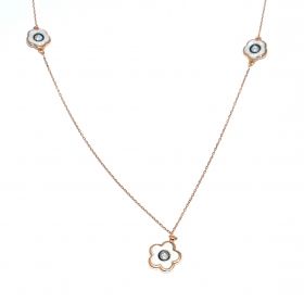 Yellow gold necklace with flower with enamel