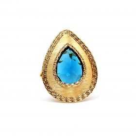 Yellow gold  ring with blue topaz