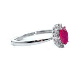 White gold ring with diamonds 0.13 ct and ruby 1.35 ct