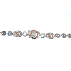 White and rose gold bracelet with zircons