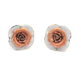White and rose gold earrings