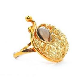 Yellow gold  ring with smoky quartz