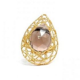 Yellow gold ring with smoky quartz