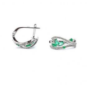White gold earrings with diamonds 0.26 ct and emeralds 0.54 ct