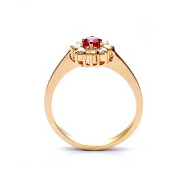 Yellow gold ring with diamonds 0.28 ct and ruby 0.14ct