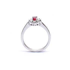 White gold ring with diamond 0.32 ct and ruby 0.30 ct