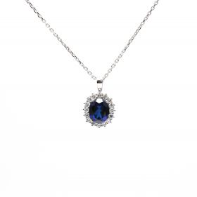 White gold necklace with diamonds 0.51 ct and sapphyre 2.38 ct