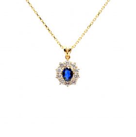 Yellow gold necklace with diamonds 1.15 ct and emeralds 1.16 ct