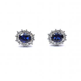 White gold earrings with diamonds 1.70 ct and sapphyre 2.76 ct