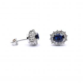 White gold earrings with diamonds 1.70 ct and sapphyre 2.76 ct
