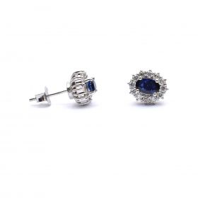 White gold earrings with diamonds 0.70 ct and sapphyre 1.98 ct