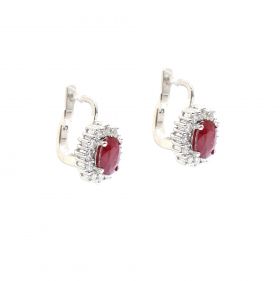White gold earrings with diamonds 1.06 ct and ruby 1.57 ct