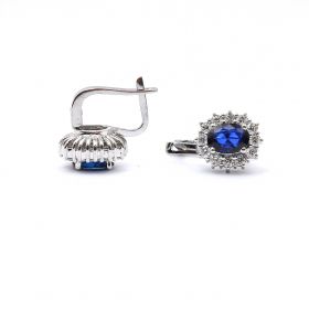 White gold earrings with diamonds 0.84 ct and sapphyre 1.48 ct