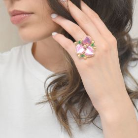 Yellow  and rose gold  flower ring