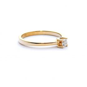 Yellow gold ring with diamond 0.18 ct